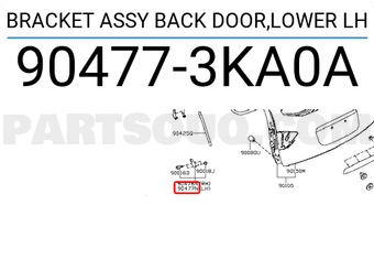 Nissan 904773KA0A BRACKET ASSY BACK DOOR,LOWER LH