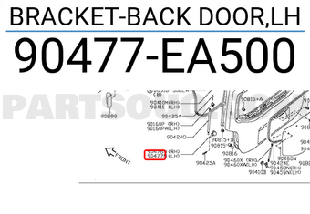 Nissan 90477EA500 BRACKET-BACK DOOR,LH