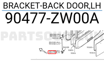 Nissan 90477ZW00A BRACKET-BACK DOOR,LH