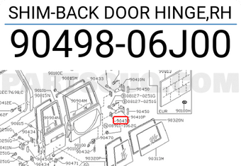 Nissan 9049806J00 SHIM-BACK DOOR HINGE,RH