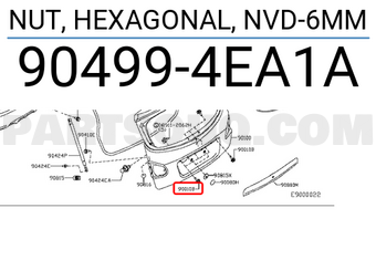 Nissan 904994EA1A NUT, HEXAGONAL, NVD-6MM