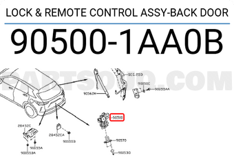 LOCK & REMOTE CONTROL ASSY-BACK DOOR 905001CA1B | Nissan Parts