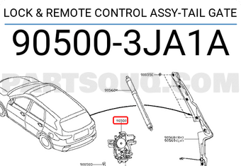 Nissan 905003JA1A LOCK & REMOTE CONTROL ASSY-TAIL GATE