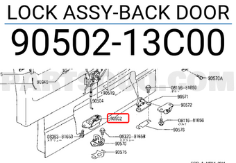 Nissan 9050213C00 LOCK ASSY-BACK DOOR