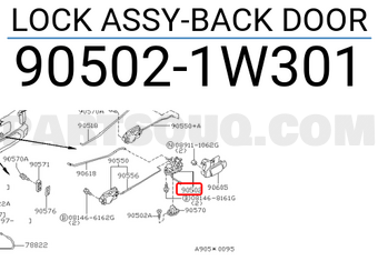 Nissan 905021W301 LOCK ASSY-BACK DOOR