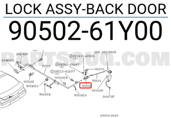Nissan 9050261Y00 LOCK ASSY-BACK DOOR