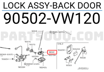 Nissan 90502VW120 LOCK ASSY-BACK DOOR