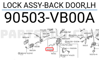 Nissan 90503VB00A LOCK ASSY-BACK DOOR,LH