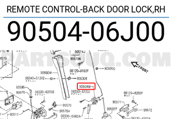 Nissan 9050406J00 REMOTE CONTROL-BACK DOOR LOCK,RH