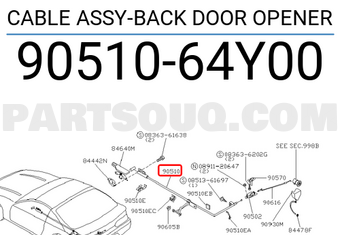 Nissan 9051064Y00 CABLE ASSY-BACK DOOR OPENER