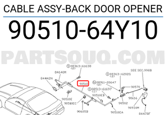 Nissan 9051064Y10 CABLE ASSY-BACK DOOR OPENER