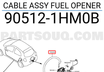 Nissan 905121HM0B CABLE ASSY FUEL OPENER