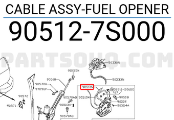 Nissan 905127S000 CABLE ASSY-FUEL OPENER