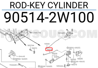 Nissan 905142W100 ROD-KEY CYLINDER