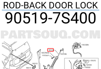 Nissan 905197S400 ROD-BACK DOOR LOCK