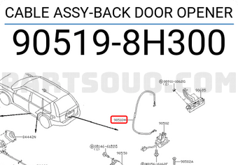 Nissan 905198H300 CABLE ASSY-BACK DOOR OPENER