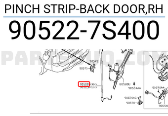 Nissan 905227S400 PINCH STRIP-BACK DOOR,RH