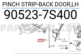 Nissan 905237S400 PINCH STRIP-BACK DOOR,LH