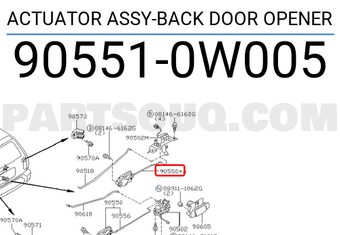 Nissan 905510W005 ACTUATOR ASSY-BACK DOOR OPENER