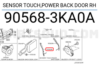 Nissan 905683KA0A SENSOR TOUCH,POWER BACK DOOR RH