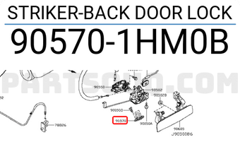 Nissan 905701HM0B STRIKER-BACK DOOR LOCK