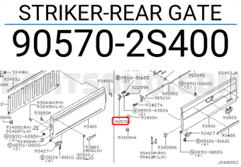 Nissan 905702S400 STRIKER-REAR GATE