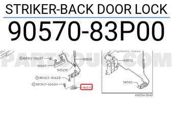 Nissan 9057083P00 STRIKER-BACK DOOR LOCK