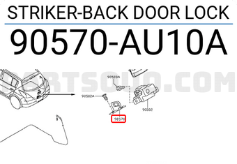 Nissan 90570AU10A STRIKER-BACK DOOR LOCK