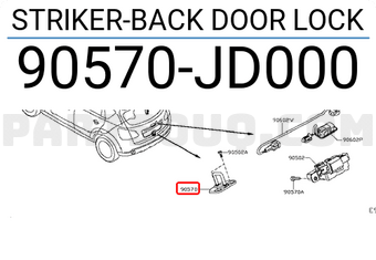 Nissan 90570JD000 STRIKER-BACK DOOR LOCK