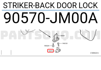 Nissan 90570JM00A STRIKER-BACK DOOR LOCK