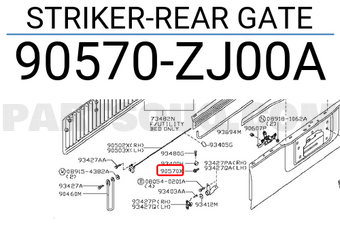 Nissan 90570ZJ00A STRIKER-REAR GATE