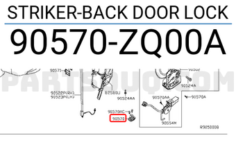 Nissan 90570ZQ00A STRIKER-BACK DOOR LOCK