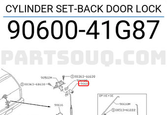 Nissan 9060041G87 CYLINDER SET-BACK DOOR LOCK