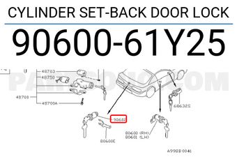 Nissan 9060061Y25 CYLINDER SET-BACK DOOR LOCK