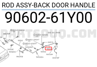 Nissan 9060261Y00 ROD ASSY-BACK DOOR HANDLE