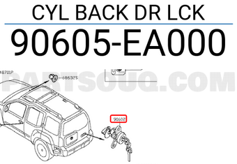 Nissan 90605EA000 CYL BACK DR LCK
