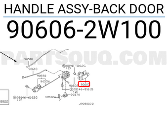 Nissan 906062W100 HANDLE ASSY-BACK DOOR