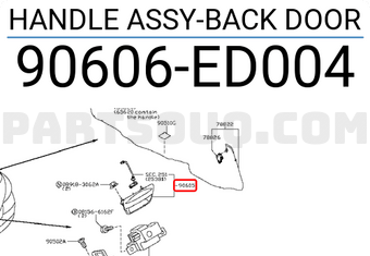 Nissan 90606ED004 HANDLE ASSY-BACK DOOR