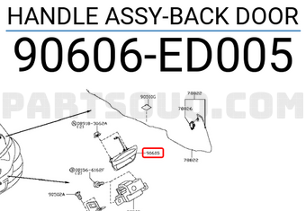 Nissan 90606ED005 HANDLE ASSY-BACK DOOR