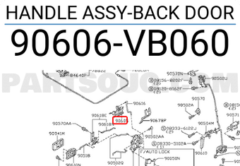 Nissan 90606VB060 HANDLE ASSY-BACK DOOR