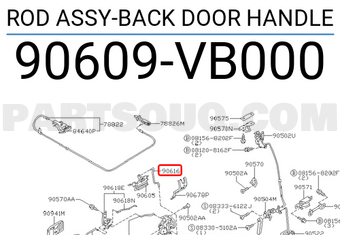 Nissan 90609VB000 ROD ASSY-BACK DOOR HANDLE