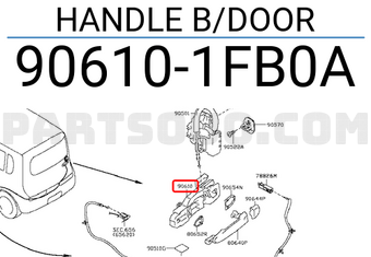 Nissan 906101FB0A HANDLE B/DOOR