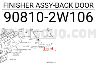 Nissan 908102W106 FINISHER ASSY-BACK DOOR