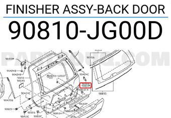 Nissan 90810JG00D FINISHER ASSY-BACK DOOR