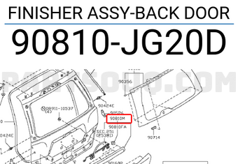Nissan 90810JG20D FINISHER ASSY-BACK DOOR