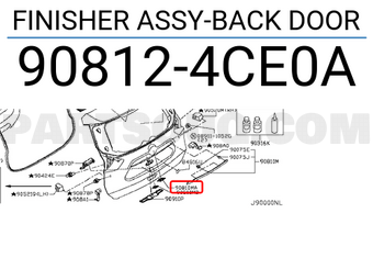 Nissan 908124CE0A FINISHER ASSY-BACK DOOR
