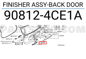 Nissan 908124CE1A FINISHER ASSY-BACK DOOR