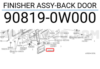 Nissan 908190W000 FINISHER ASSY-BACK DOOR