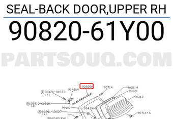 Nissan 9082061Y00 SEAL-BACK DOOR,UPPER RH