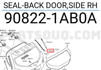 Nissan 908221AB0A SEAL-BACK DOOR,SIDE RH